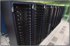 computational cluster on a machine room floor